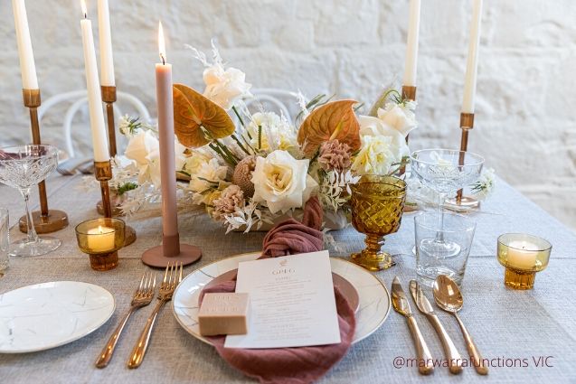 image of earthy toned wedding reception table